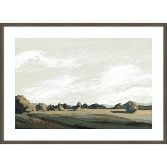 Amanti Art 41"x30" Sky Line Landscape with Forest by Jacob q: Modern Decor, Hardwood Frame, Wire Mount