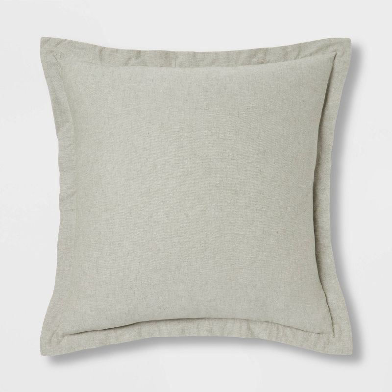 Euro Cotton Linen Blend Chambray Decorative Throw Pillow Moss Green - Threshold™: Indoor Square Cushion, Zipper Closure, Oeko-tex Certified : Target