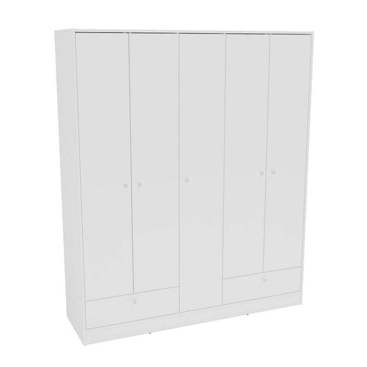 Polifurniture Denmark 5 Door 2 Drawer Wardrobe White : Laminated Mdf, Metal Hardware, Includes Anti-tip Kit : Target
