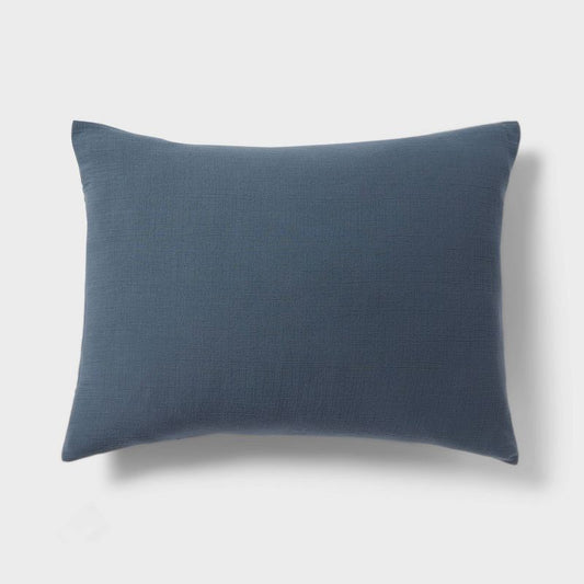 Standard Luxe Matelasse Coverlet Pillow Sham Slate Blue - Threshold