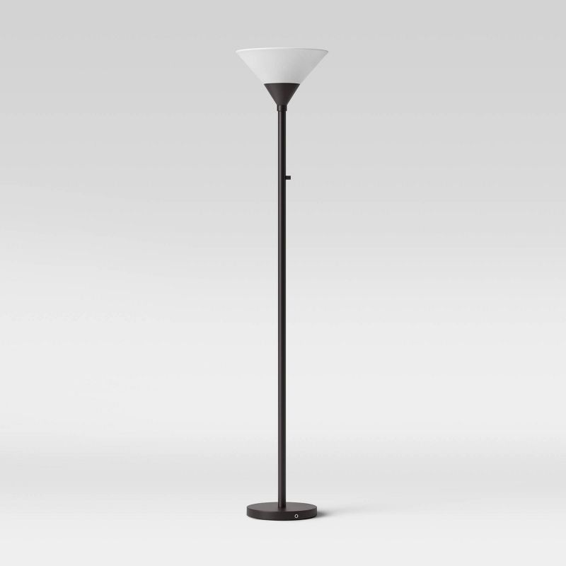 Torchiere Floor Lamp Slate Black with Glass Shade - Threshold