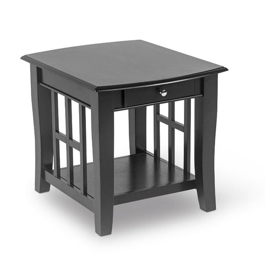 Steve Silver Co. Cassidy End Table Black: Square Veneer, Fixed Shelf, Drawer, Wood Frame, 23.5" Height : Target