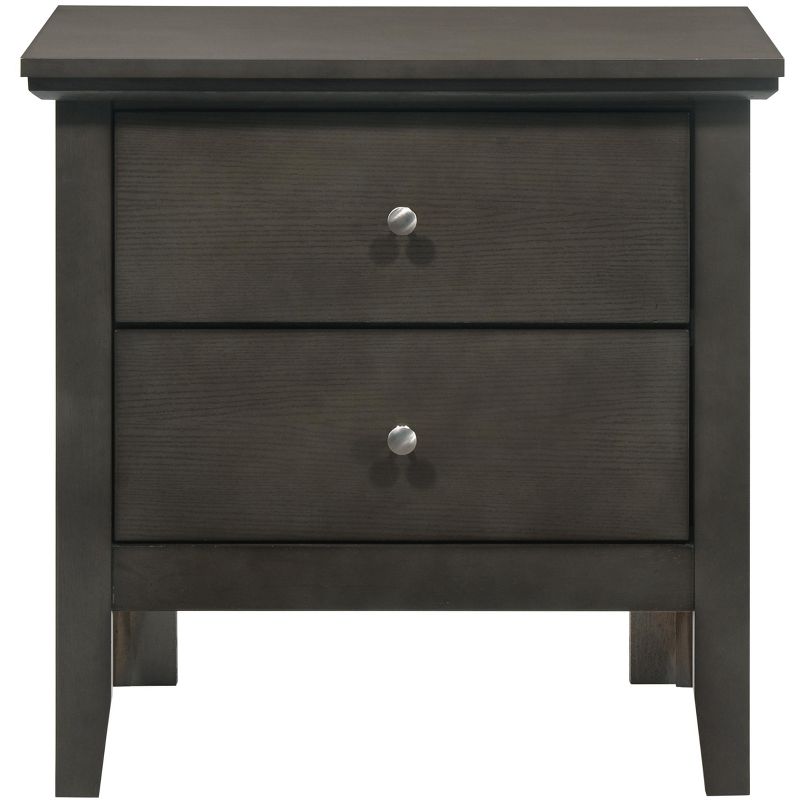 Passion Furniture Primo 2-Drawer Gray Nightstand (24 in. H x 19 in. W x 15.5 in. D)