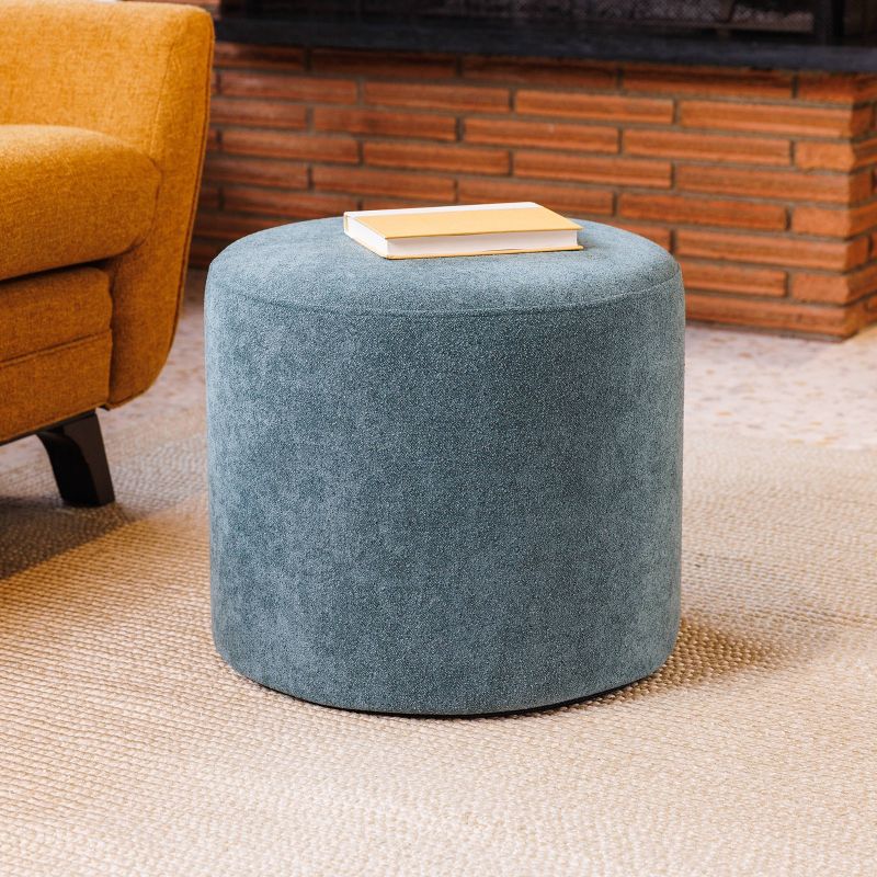 Wovenbyrd 19" Round Pouf Ottoman Fabric Dark Teal Boucle : Upholstered Stool, No Assembly, Polyester : Target