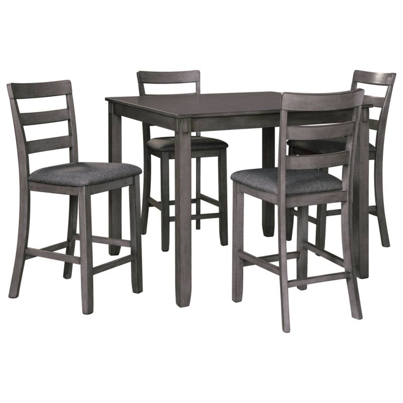 Set Of 5 Bridson Counter Height Dining Table And Barstools Gray - Signature Design By Ashley: Modern Square Design, Padded Seats, Wood Frame : Target