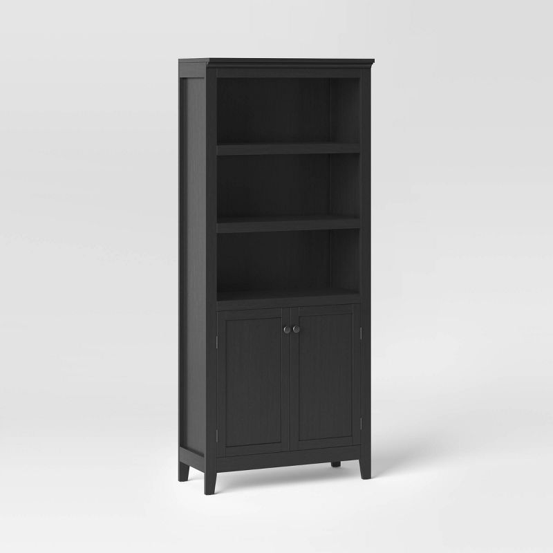 72" Carson 5 Shelf Bookcase With Doors Black - Threshold™: Traditional Style, Laminate Surface, Steel Hardware : Target