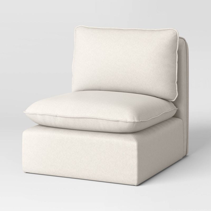 Haven French Seam Modular Sofa Chair Cream Canvas - Threshold™: Armless, Plywood Frame, Spot Clean : Target