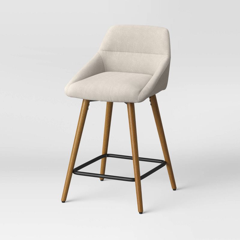 Timo Swivel Counter Height Barstool With Wood Base Cream - Threshold™: Upholstered, Hardwood Frame : Target