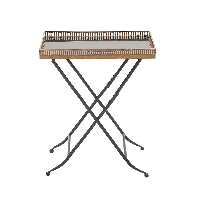 Traditional Folding Tray Table Gold - Olivia & May: Elegant Iron Frame, Marble Top, Indoor Use, Easy To Assemble : Target