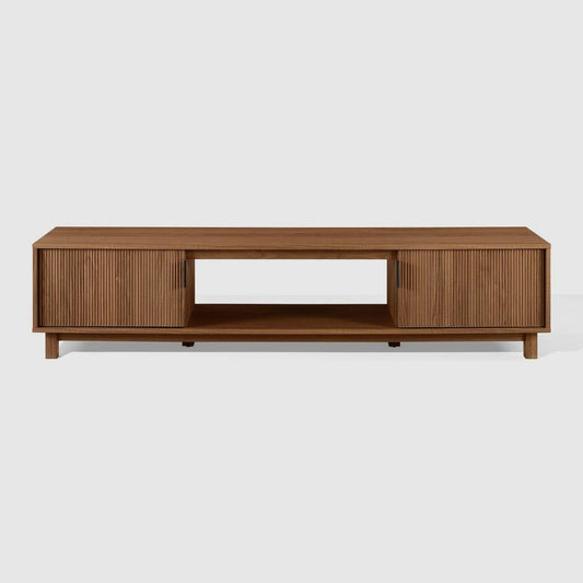 Saracina Home Modern Fluted Wood 2 Door Tv Stand For Tvs Up To 80" Mocha : Target