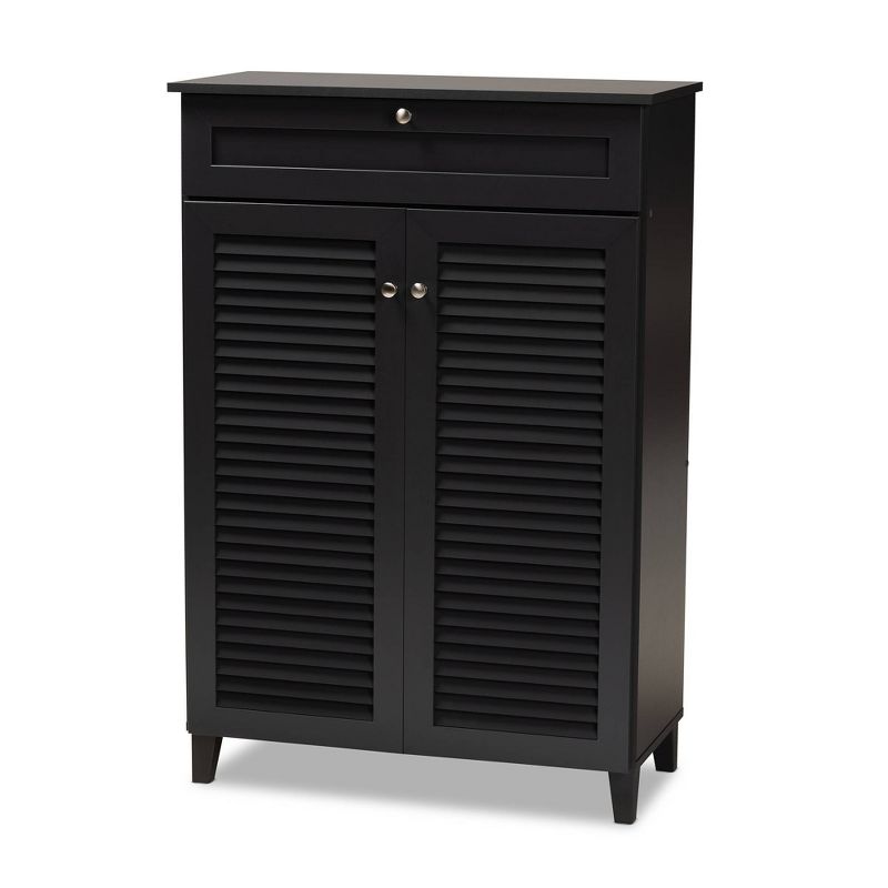 Shelf Wood Shoe Storage Cabinet With Drawer Coolidge Black - Baxton Studio: Mdf Composite, Freestanding Organizer, Holds 15 Pairs : Target