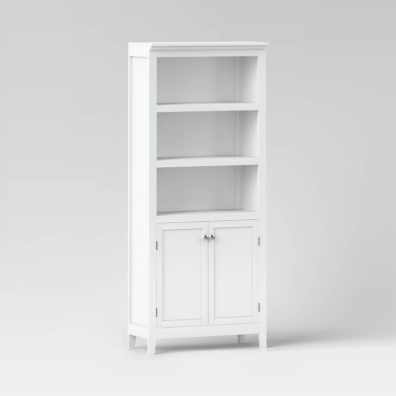 72" Carson 5 Shelf Bookcase With Doors White - Threshold™: Sturdy Storage, Traditional Style : Target