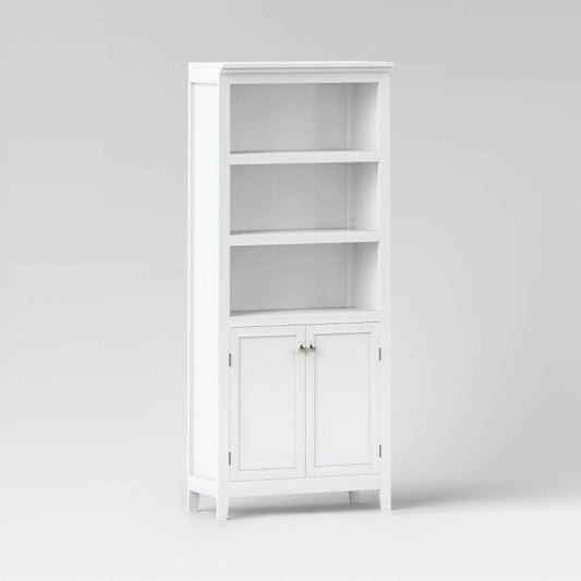 72" Carson 5 Shelf Bookcase With Doors White - Threshold™: Sturdy Storage, Traditional Style : Target
