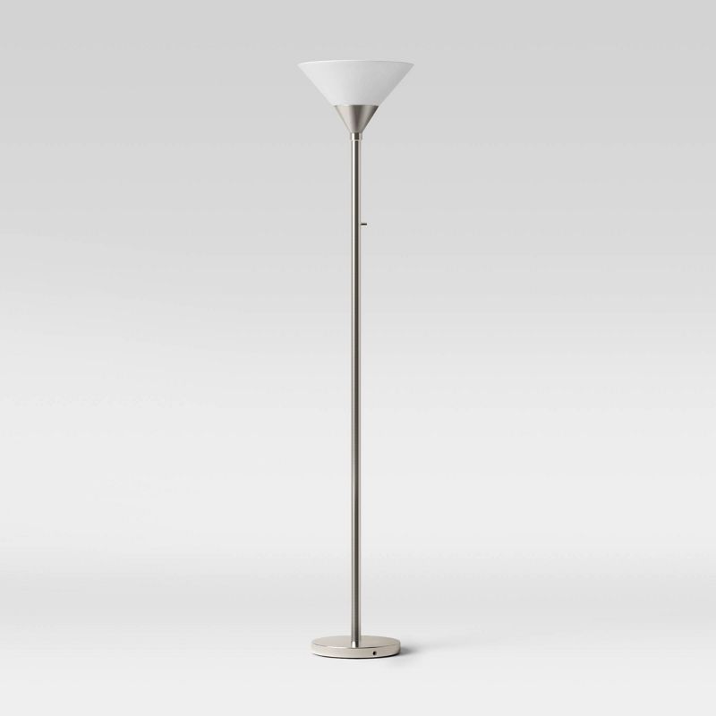 Torchiere Floor Lamp Silver with Glass Shade - Threshold