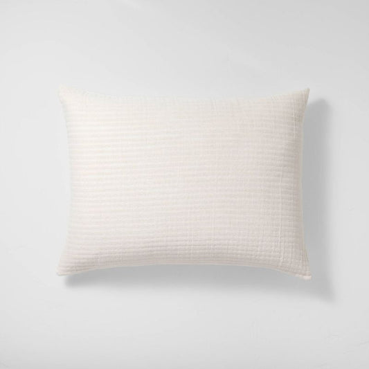 Standard Reversible Textured Cotton Chambray Coverlet Sham White - Casaluna