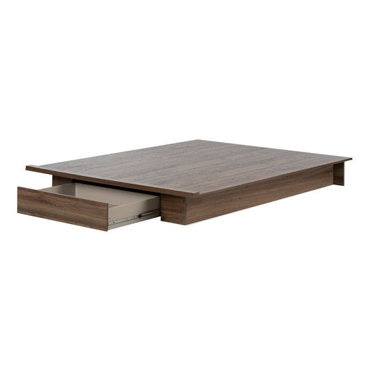 Queen Tao Platform Bed With Drawer Natural Walnut - South Shore : Target