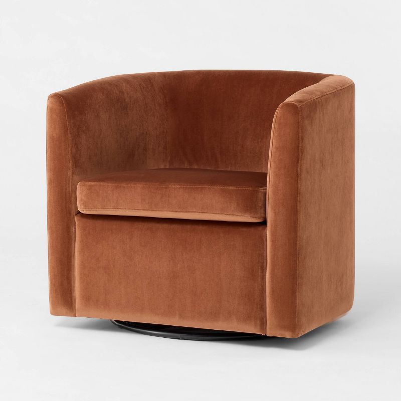 Vernon Upholstered Barrel Swivel Accent Chair Rust: No Assembly, Cushioned, Polyester - Threshold™ With Studio Mcgee : Target