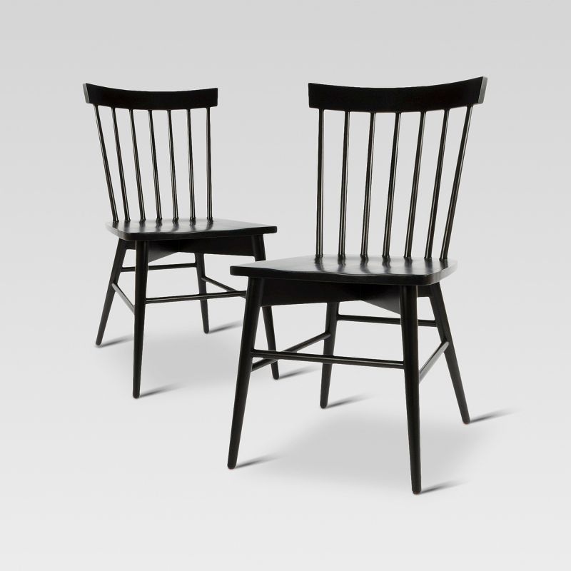 Set Of 2 Windsor Dining Chair Black - Threshold™: Hardwood Frame, Non-upholstered, Vintage Farmhouse Style : Target