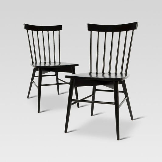 Set Of 2 Windsor Dining Chair Black - Threshold™: Hardwood Frame, Non-upholstered, Vintage Farmhouse Style : Target