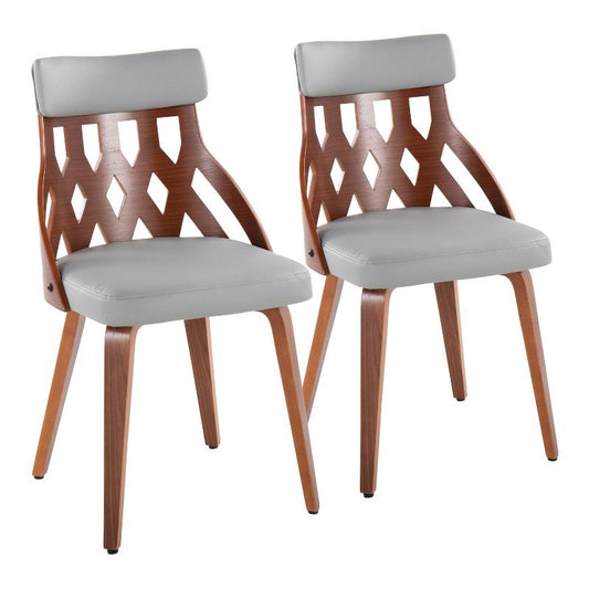 Set of 2 York Dining Chairs Walnut/Light Gray - LumiSource