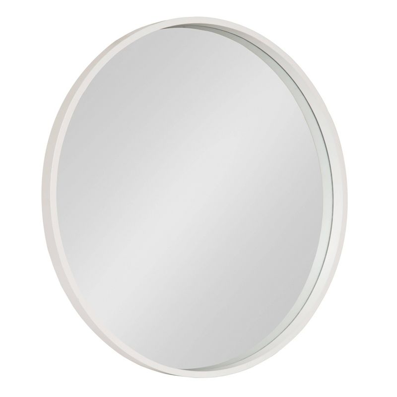 26" x 26" Travis Round Wood Accent Wall Mirror White - Kate and Laurel All Things Decor