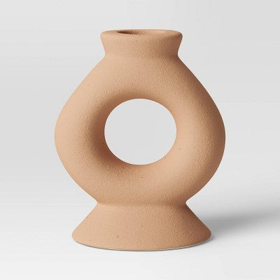 Short Ceramic Organic Modern Taper Candle Holder - Threshold: Matte Finish, Tabletop Decor, 4.13" High