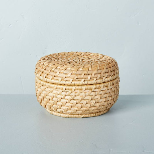 Small 3"x5" Woven Basket With Lid Natural - Hearth & Hand™ With Magnolia: Decorative, Farmhouse Style, Rattan Storage : Target