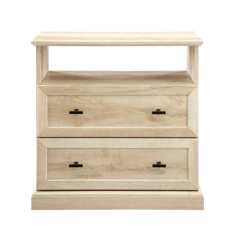 Gladys Transitional 2 Drawer Nightstand White Oak - Saracina Home: Bedroom Storage Side Table : Target