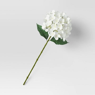 Hydrangea Stem White - Threshold: Faux Floral Polyester, Indoor Spring Decor, 28" Artificial Stems