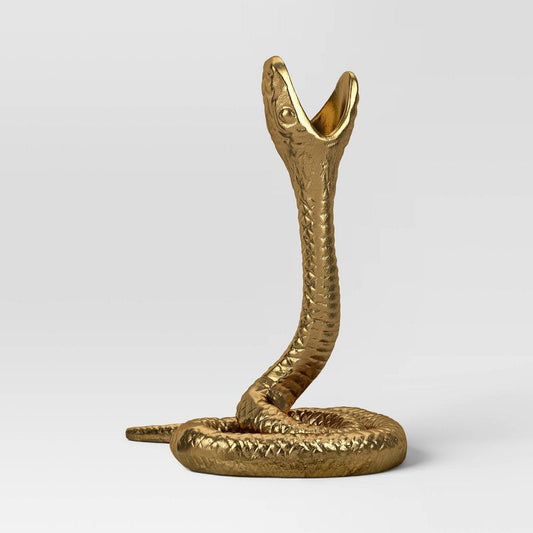 Single Snake Taper Candle Holder Aluminum Gold - Threshold