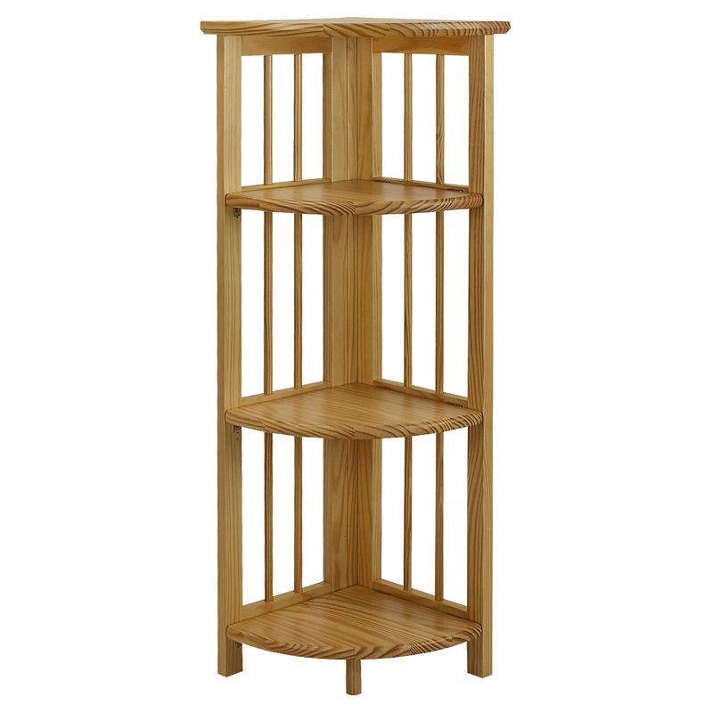 38" Folding 4 Tier Corner Shelf Light Brown - Flora Home: Solid Wood, Space-Saving Design
