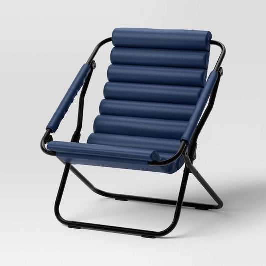 Sling Dorm Chair Dark Blue - Room Essentials™: Foldable, Faux Leather, Foam Padded, Steel Frame : Target