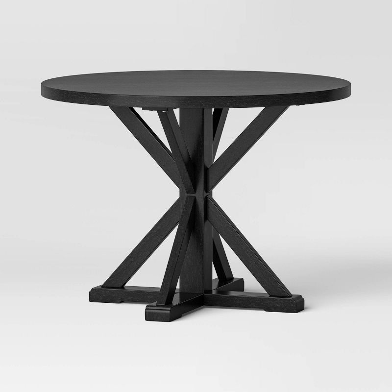 Litchfield 42" Round Dining Table Black - Threshold™: Rubberwood, Non-extension, Seats 4, Criss Cross Base : Target