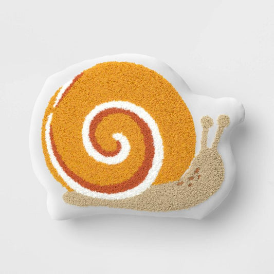 Snail Shaped Embroidered Cotton Throw Pillow Yellow - Room Essentials