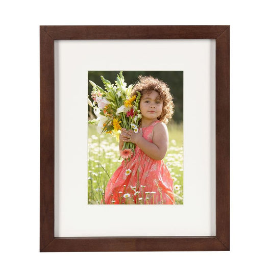 8" x 10" Matted to 5" x 7" Gallery Tabletop Frame Walnut Brown - DesignOvation: Modern Style, Beveled Mat, Wood Material