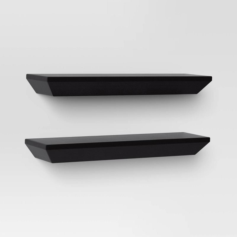 2pc Wedge Shelves Black - Threshold: Wood Frame, No Assembly, FSC Certified, 16" Width