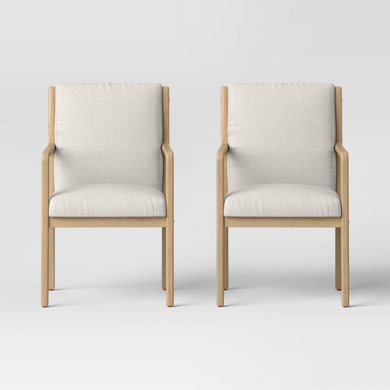 Esters Wood Arm Dining Chair Cream/natural Wood - Threshold™ : Target