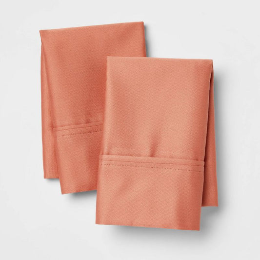 Standard Solid Performance 400 Thread Count Pillowcase Set Rust - Threshold™: Cotton Sateen, Machine Washable, Oeko-tex Certified : Target