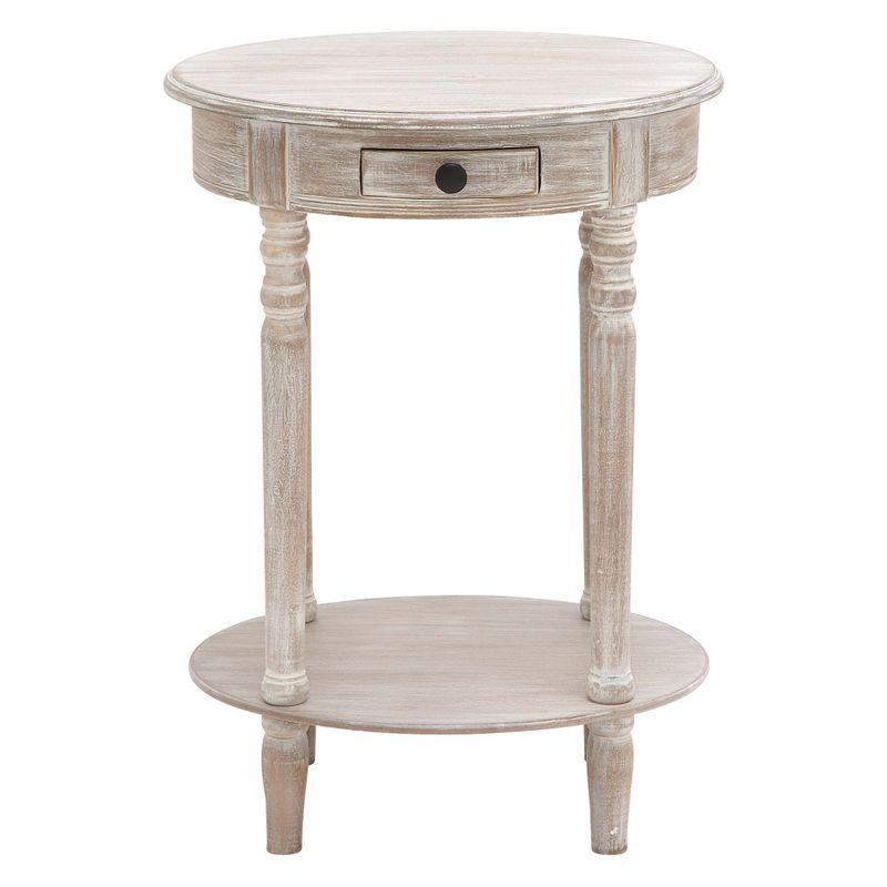 Wood Oval Accent Table Taupe - Olivia & May: Farmhouse Style, Single Drawer, Indoor Use, Shelf Storage : Target