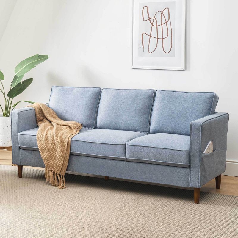 Hana Modern Linen Fabric Sofa With Eucalyptus Wood Frame & Foam Cushions - Mellow : Target