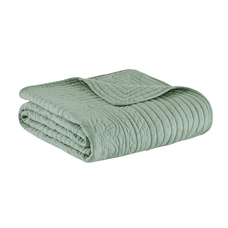 60"x72" Marino Quilted Throw Blanket with Scallop Edges Green