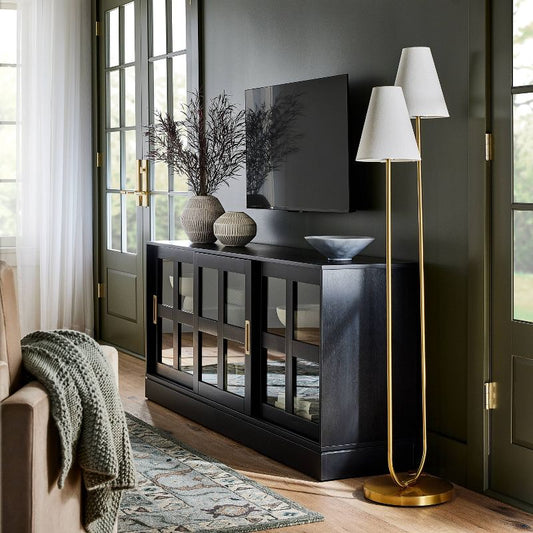 60.25"x18" 2-head Floor Lamp Brass - Threshold™ Designed With Studio Mcgee: U-shaped Stand, Push-button Switch : Target