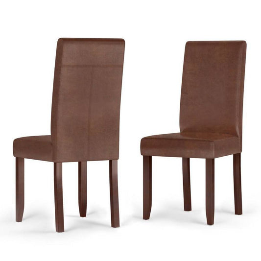 Set Of 2 Normandy Parson Dining Chairs Distressed Saddle Brown - Wyndenhall: Faux Leather Upholstered, Wood Frame : Target