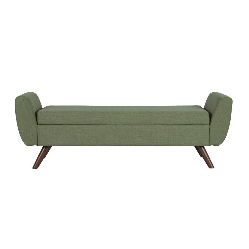 Homepop Modern Storage Bench With Wood Legs Olive Green Woven: Upholstered Ottoman, Bedroom Accent Piece : Target