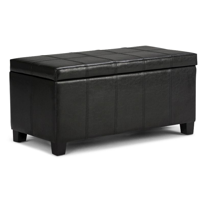 36" Lancaster Storage Ottoman Bench Midnight Black - Wyndenhall: Faux Leather, Lift Up Lid, Wood Legs : Target