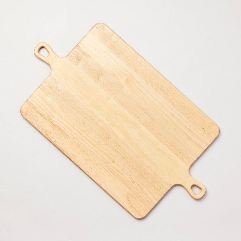 Large Double Handle Wood Serve Board Natural - Hearth & Hand™ With Magnolia: Rubberwood, Farmhouse Style, Fsc Certified : Target