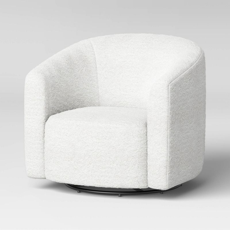 Large Aveline Swivel Chair Cream Faux Shearling - Threshold