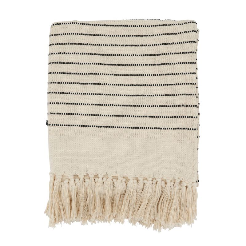 50"x60" Diamond Motif Fringe Throw Blanket - Saro Lifestyle: Cozy Cotton, Plain Weave, Machine Washable : Target