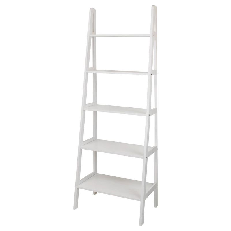 72" 5 Shelf Ladder Bookcase White - Flora Home: Tall, Leaning Design, Farmhouse Style : Target