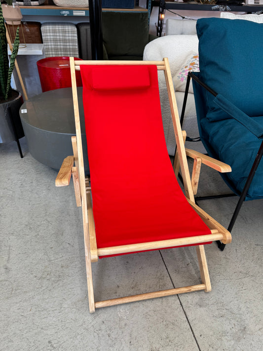 Sling Chair Natural Frame - Natural/red Canvas - Flora Home : Target
